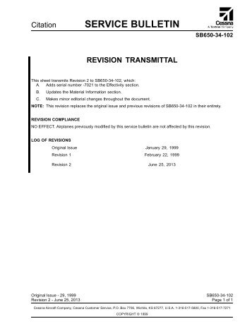 cessna service bulletins